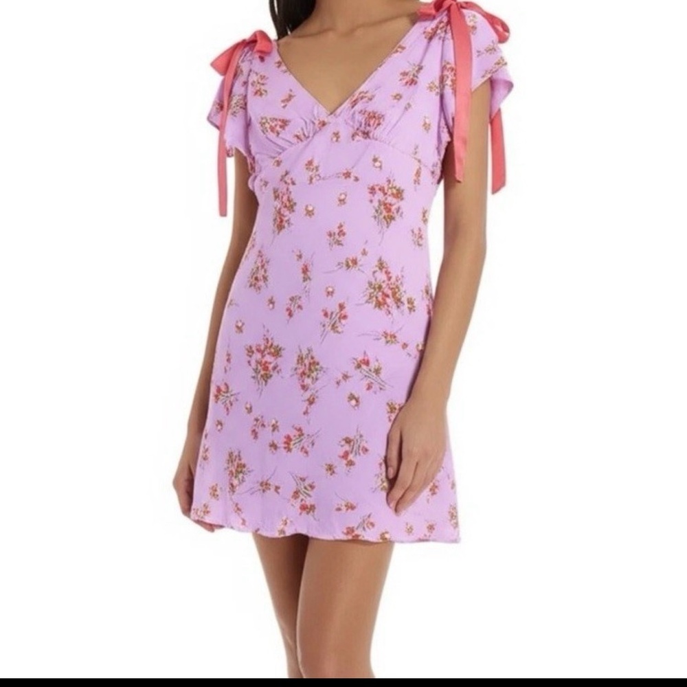 Wild Fable Lavender Floral Bow Shoulder Mini Dress NWT Size Small